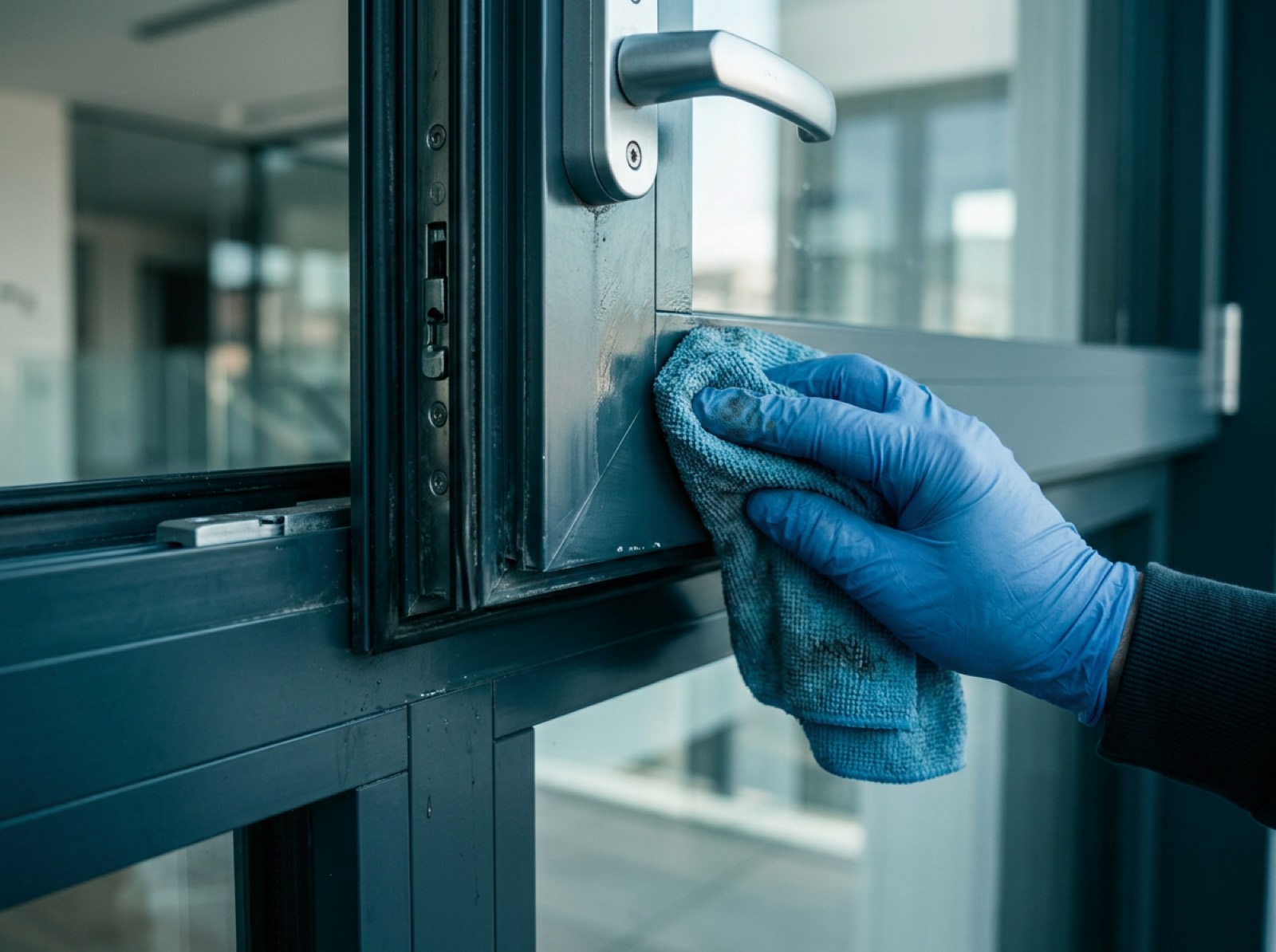 Rahmenreinigung von Fensterprofilen und Beschlägen